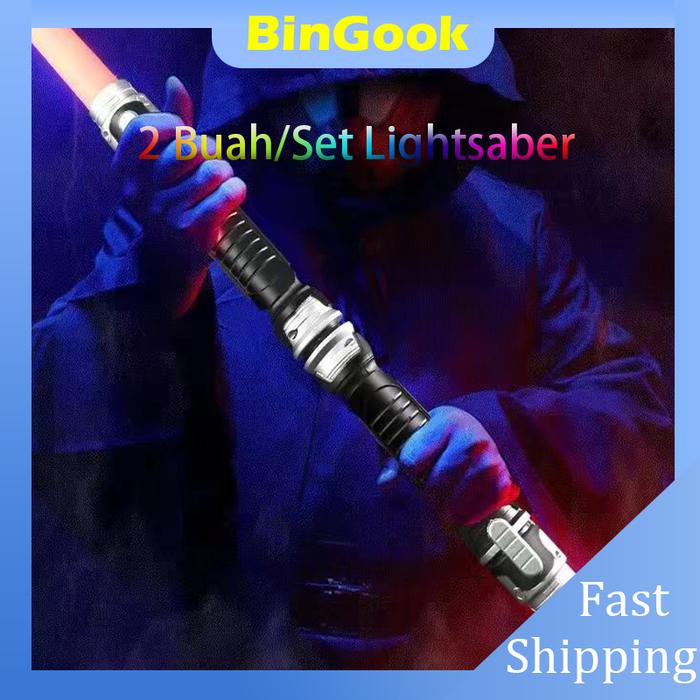 2Pcs/Set Pedang Lampu Star Wars Double Bladed Dengan Konektor Suara Mainan Tongkat Fluoresensi Merah