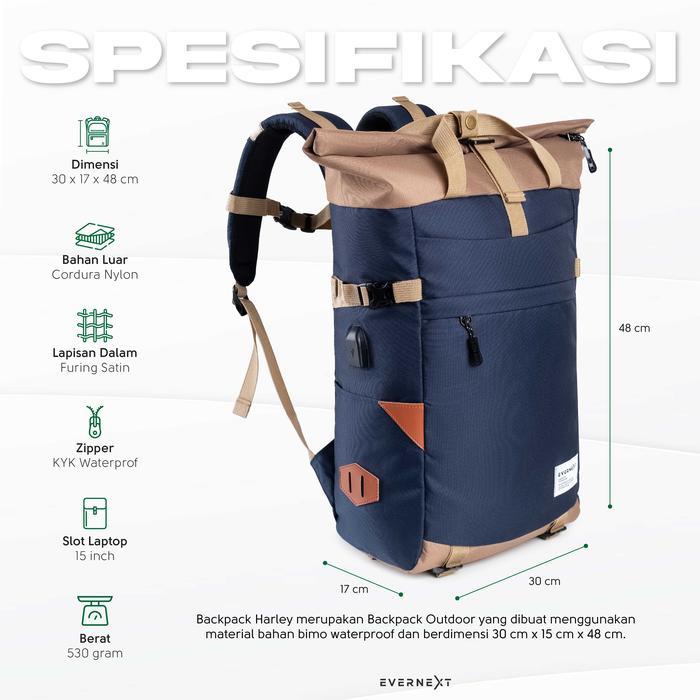 Eiger - EVERNEXT Backpack Stanford Pria Tas Punggung Pria Tas Sekolah Tas Kuliah Cowok Tas Ransel La
