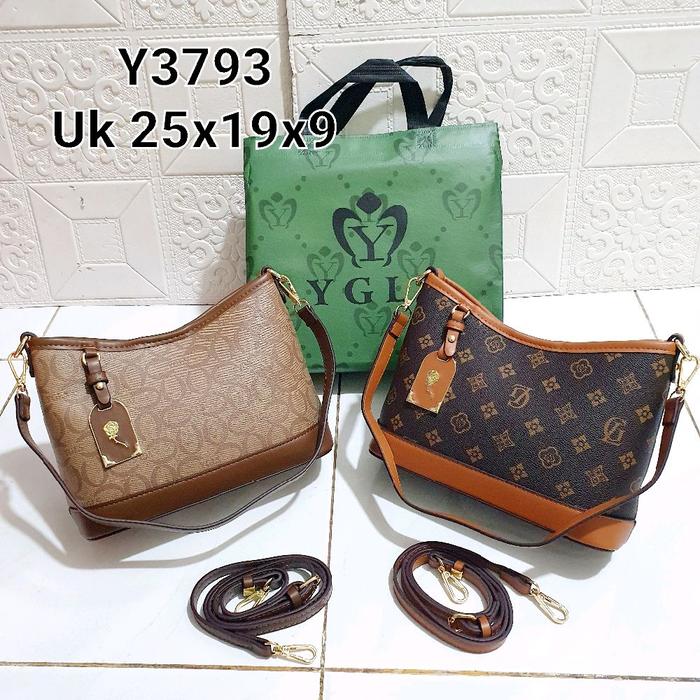 YGLS Tas Selempang Wanita Y3793 Uk 25x19x9 dengan Dust Bag Gratis Desain Elegan dan Tali Bahu Adjust