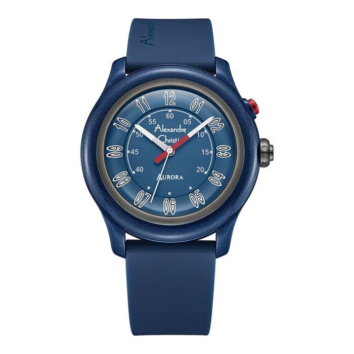 Jam Tangan Pria Alexandre Christie AuroraA AC 9397 MH RIGBU Men Blue Dial Blue Rubber Strap