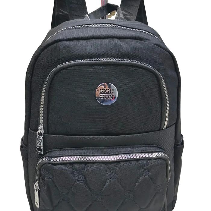 Ransel Wanita sighmon Bahan Kanvas Parasut Full Furing Elegan dan Multifungsi - Hitam, Backpack