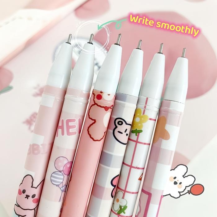 Pulpen Gel Kartun 0.5mm Bisa Dihapus - Pensil Tinta Biru Lucu untuk Sekolah & Ujian