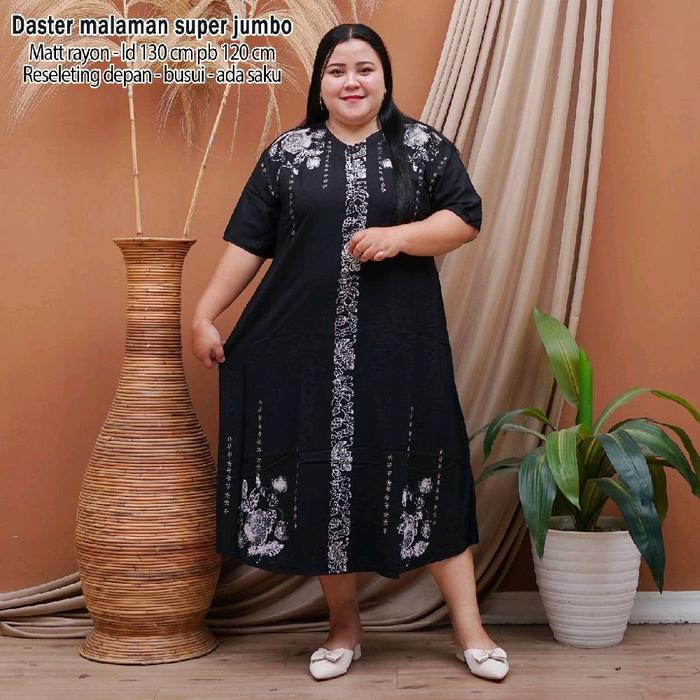 (Daster Premium) Daster Jumbo Cap Malaman Kain Rayon Super LD 130 Tebal Adem Halus Dingin Kerah Bund
