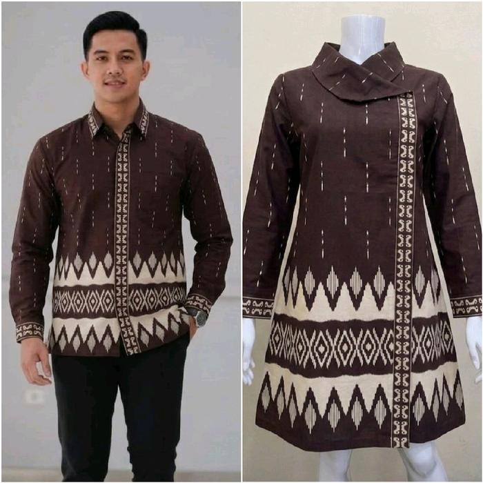 set couple dress dan kemeja batik / Batik sragen / batik solo / dress batik / tunik batik / kemeja b