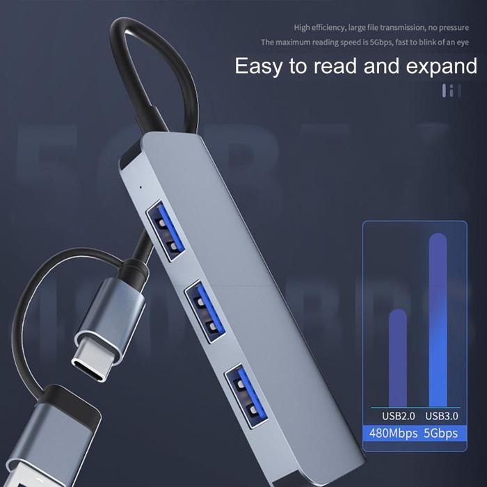 Splitter Cable Hub Useful Multifunctional 4 in 1 Type-C 4 X USB 3.0