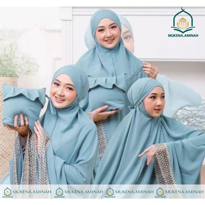AlunaStore MUKENA.AMINAH MUKENA DEWASA CRINKEL AIRFLOW 3IN1 JUMBO RENDA RASHEDA CRINKLE ATASAN LEMBU