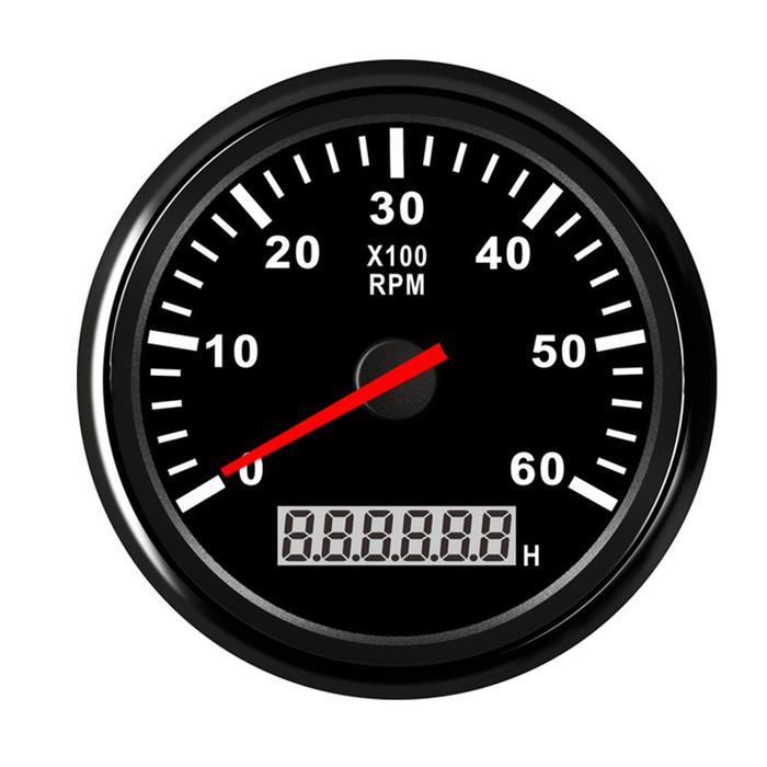 85Mm Mobil Tachometer 6000 RPM Diesel Tachometer dengan LCD Hourmeter