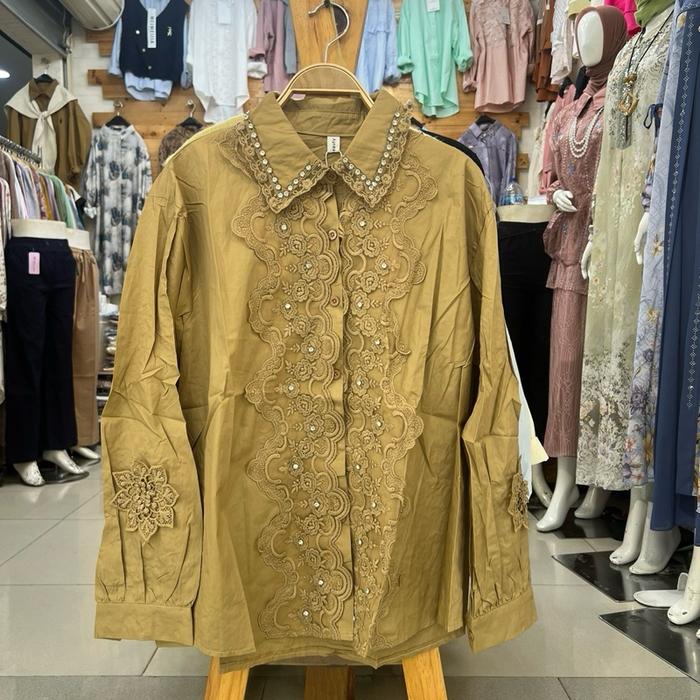 Kemeja katun import renda