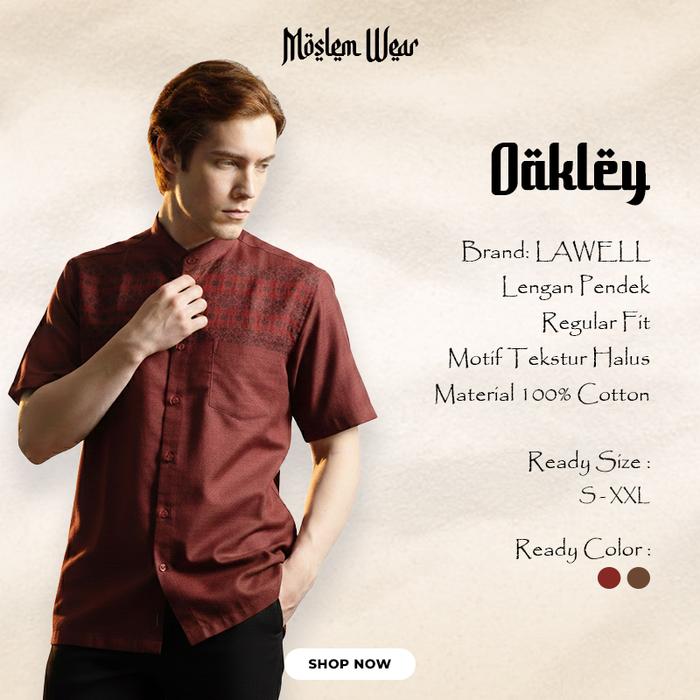 LAWELL Baju Koko Pria Lengan Pendek Bordir Regular Fit Tekstur Halus Katun