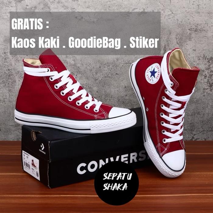 Sepatu Converse All Star Classic Red Merah Maroon | Converse Klasik High Tinggi Merah Marun