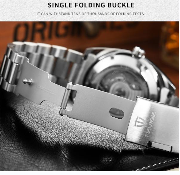 TEVISE Men's Watch Green Water Ghost Calendar Mechanical Watch High end Simple Cross border Waterpro