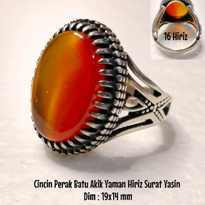 Cincin Perak Batu Akik Yaman Double Hiriz