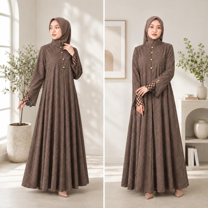 Gamis Aurelia Cey Airflow Emboss Premium | Busui Friendly | Dress Muslimah Elegan | Gamis Syari Mode