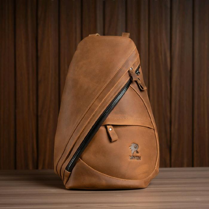Tas Selempang Slingbag Waistbag Pria Kulit Sapi Asli Crazy Horse 100% Original Model Terbaru Slempan