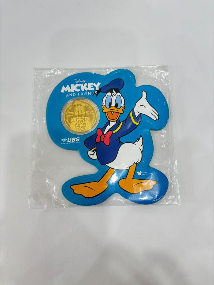 0.1 GRAM LM LOGAM MULIA EMAS UBS DISNEY DONALD DUCK BEBEK MICKEY AND FRIENDS ORIGINAL