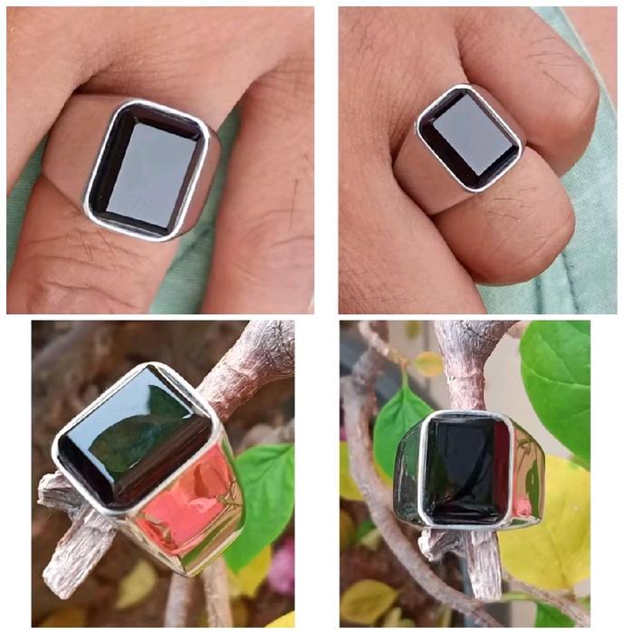Cincin batu akik natural kecubung wulung kotak top elegan