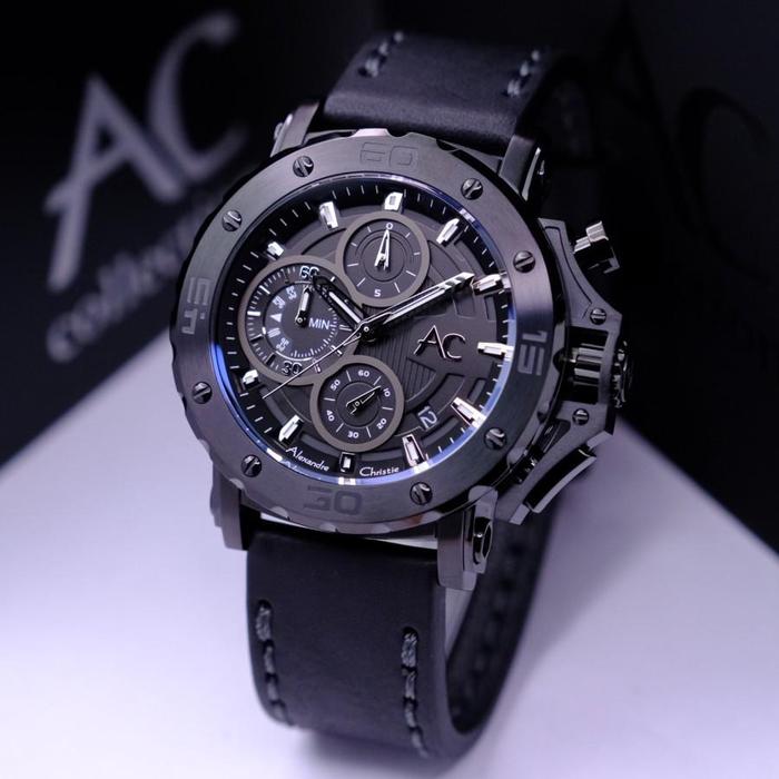 ORIGINAL Jam Tangan Pria Alexandre Christie Collection AC 9205 / AC9205 / 9205 Leather kulit quartz 