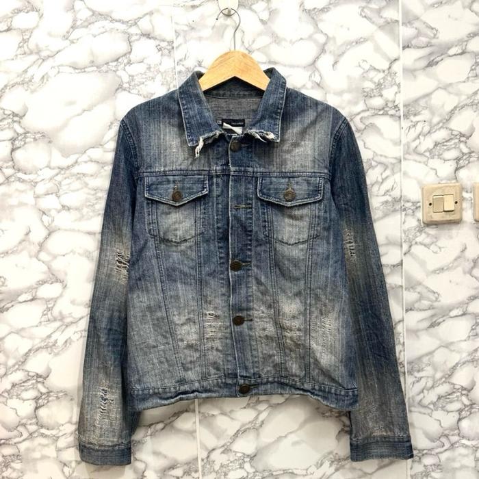 Jaket denim dsquared2 distressed punk