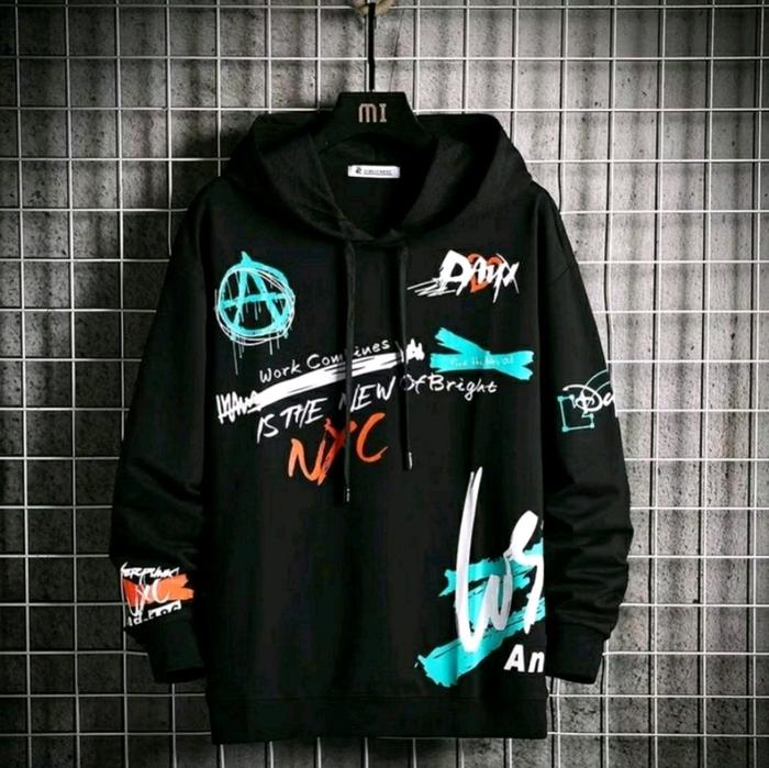 JAKET HOODY Grapis SABLON TEBAL GRAMASI 280 Fleece Lembut jaket  black hoodie  psht Nyaman Panjang S
