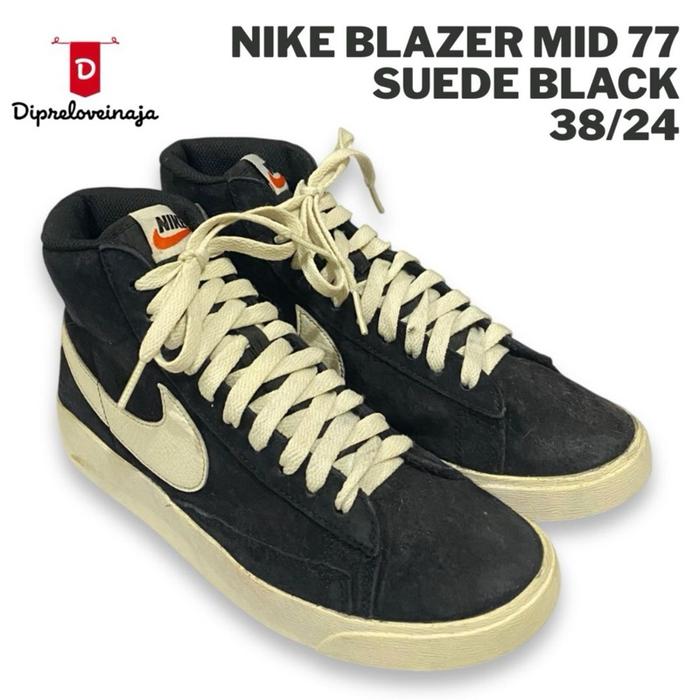 NIKE BLAZER MID 77 SUEDE BLACK SIZE 38/24 PRELOVED DPLA0449