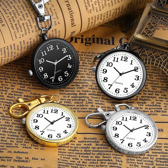 IMPORT 2PCS MINI RETRO POCKET WATCH OLD MAN STUDENT KEYCHAIN WATCH NURSE WATCH PORTABLE POCKET WATCH