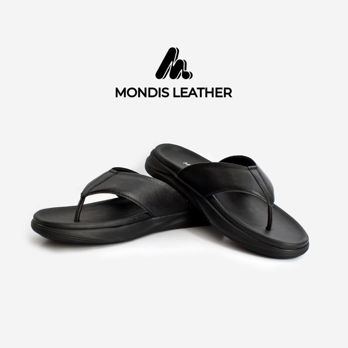 Mondis Sandal Kulit Pria Ori Nevada Model Jepit Ringan Anti Air Insole Super Eva