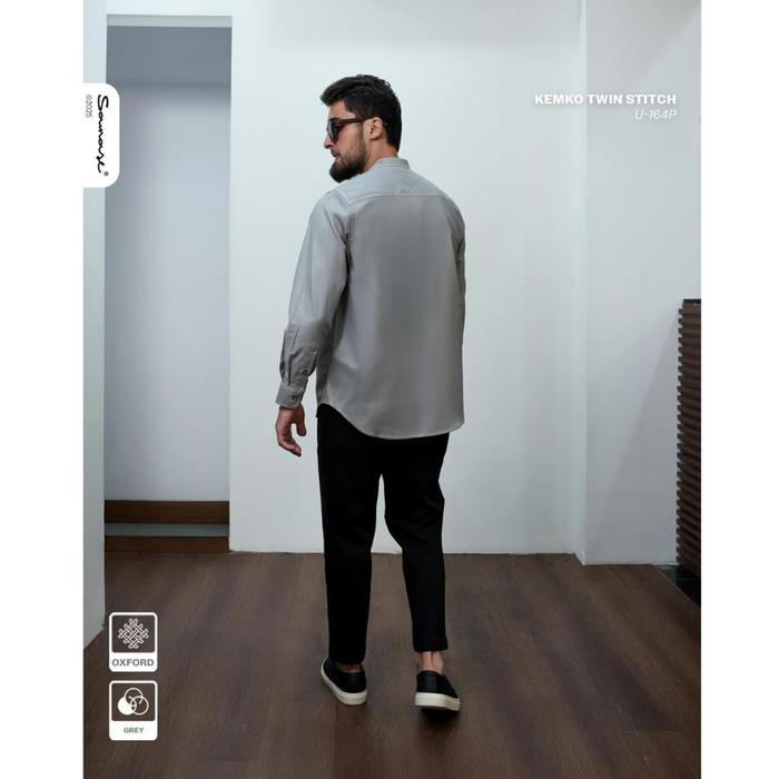 SAMASE Kemko Twin Stitch U164P Kemeja Koko Pakaian Muslim Pria Dewasa Lengan Panjang Atasan Lakilaki