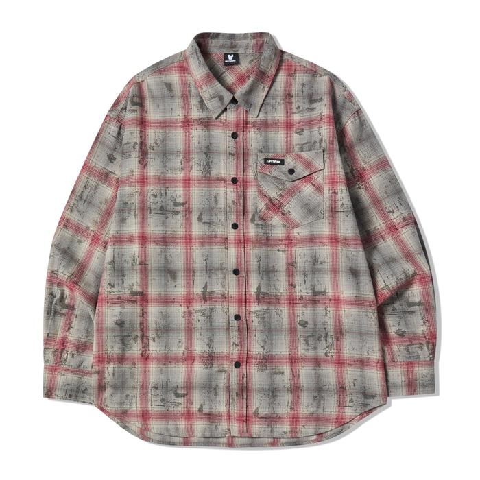 LIFEWORK - Vintage Checkered Long Sleeve Shirt - Man Red - Kemeja Tops Pria Merah