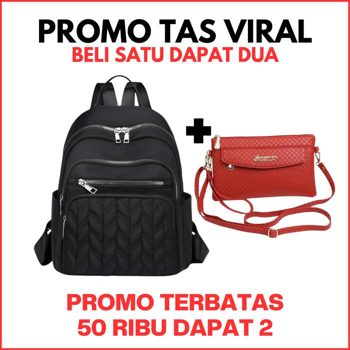 TAS VIRAL - BELI 1 DAPAT 2 Ransel Backpack Multifungsi Cibao Elegan Bordir Ukuran 25x8x36 CM + BONUS