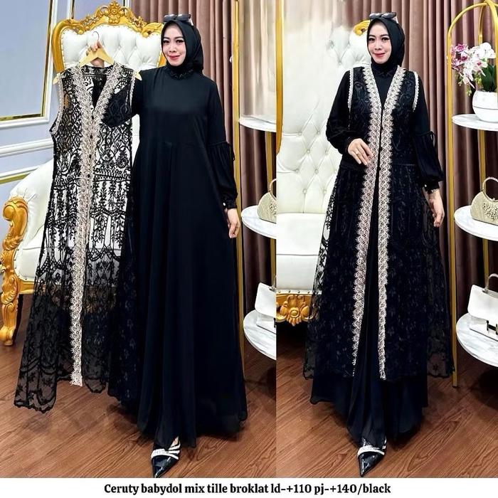Bisa Cod Gamis Pesta Wanita Jumbo Ukuran M L XL XXL 3XL 4XL Ld 100-140cm // Qinara Dress Set Iner Pl