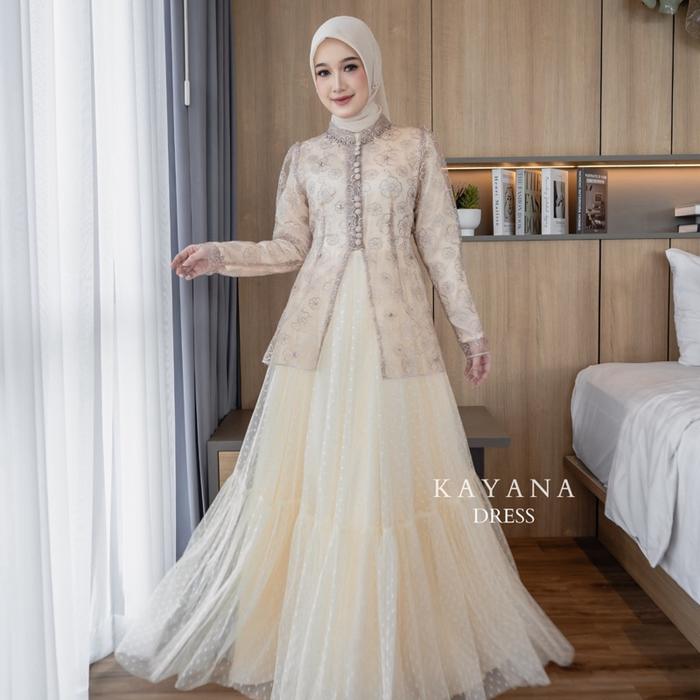 Pradiste KAYANA DRESS VERSI KANCING Pesta Muslim Bridesmaid Wedding Lamaran Wisuda Lebaran Outfit Ko