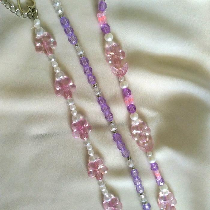 Happy Shop Gelang Manik Mutiara Crystal Monte Pasir Elegan Putih Ungu Handmade Aksesori Wanita
