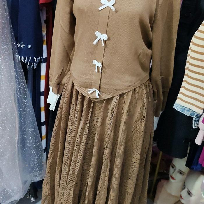 gamis impor rajut kombinasi brukat