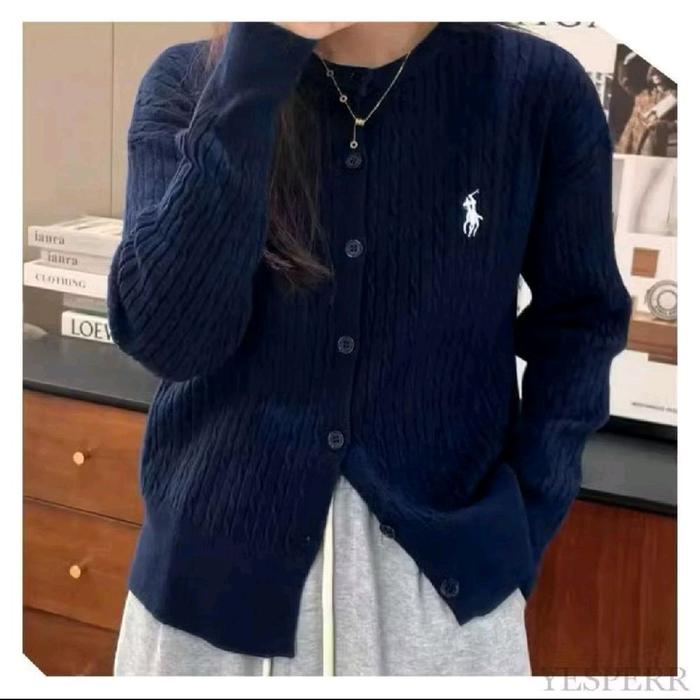 cardigan kepang polo wanita