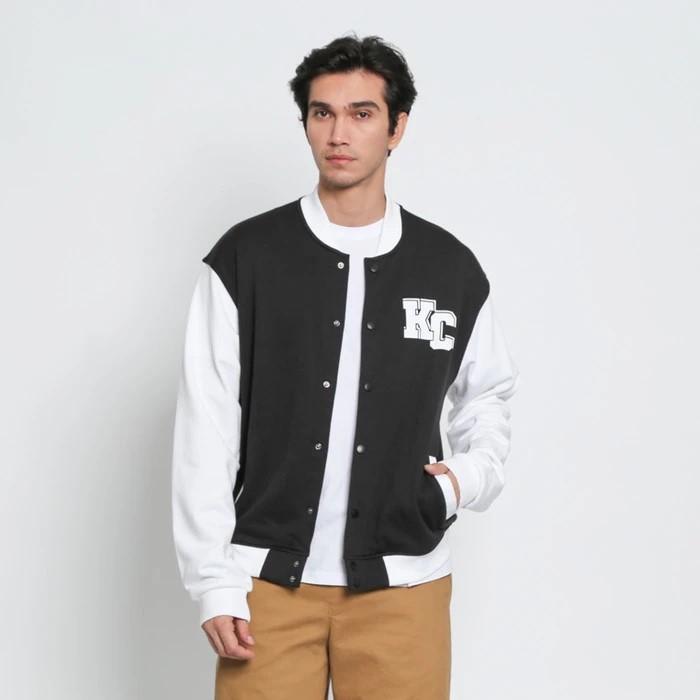 KENT&CREW Jaket Varsity Hitam - Off White Pria - C-BIBG07-B9