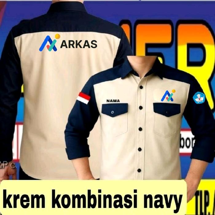 krem kombinasi navy  kemeja ARKAS baju ARKAS seragam arkas Pdh ARKAS kemeja kerja ARKAS baju kerja A