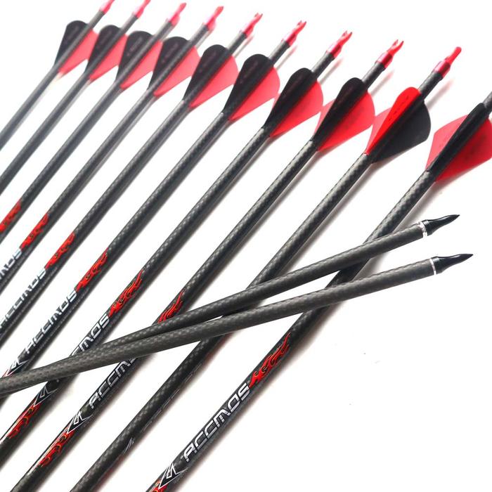 6/12pcs 3K Pure Carbon Arrow Spine 200 250 300 350 400 500 ID 6.2 mm