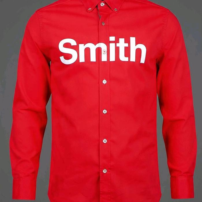 Kemeja Pria Smith Bahan Premium Merah Hijau dan Abu dengan Logo Putih