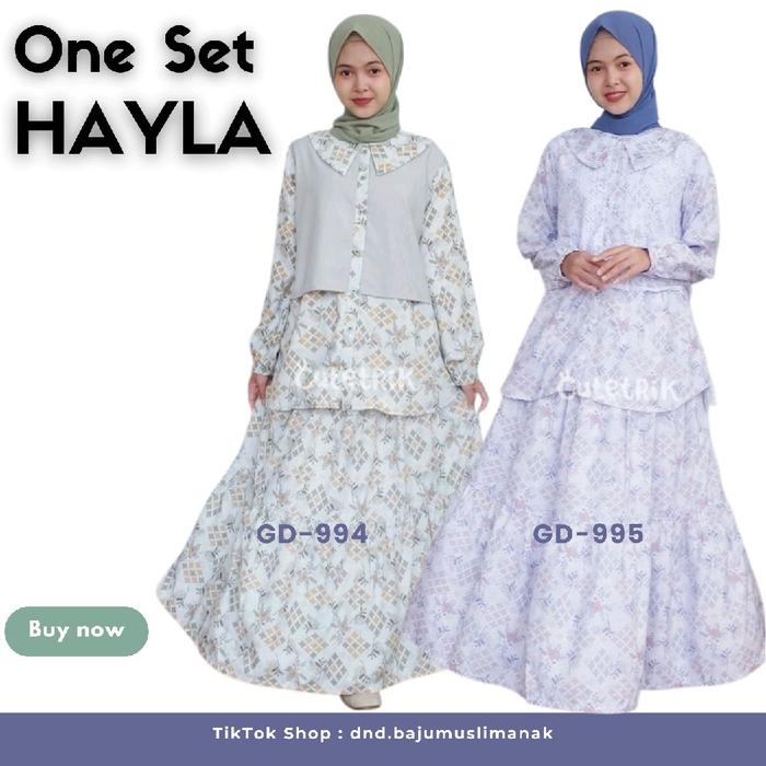 One Set HAYLA GD-994 GD-995 Baju Setelan Pakaian Muslim Anak Set CutetRiK Remaja Tanggung Setelan Tu
