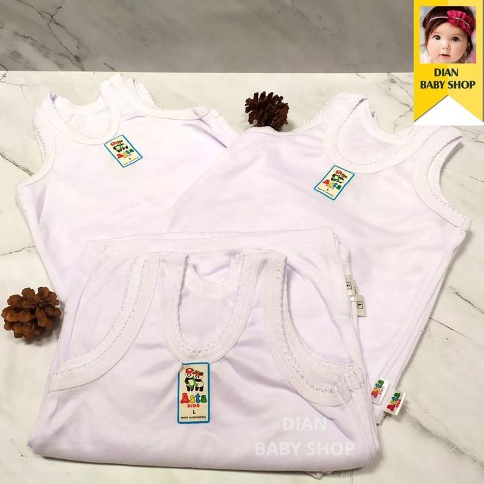 3PCS SINGLET ANAK ASTA [ PUTIH/ WARNA ] - Singlet Kutang Pakaian Dalam Anak Putih Bahan Katun Adem U