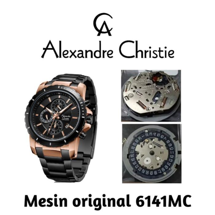 Ready- mesin jam Alexandre christie 6141mc original