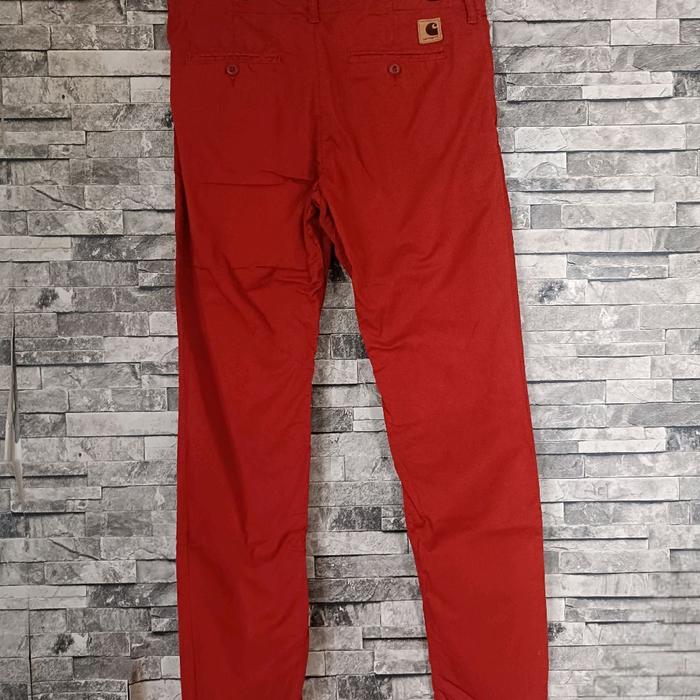 ( size 34 inch ) celana Carhartt red brick chino pants slim fit