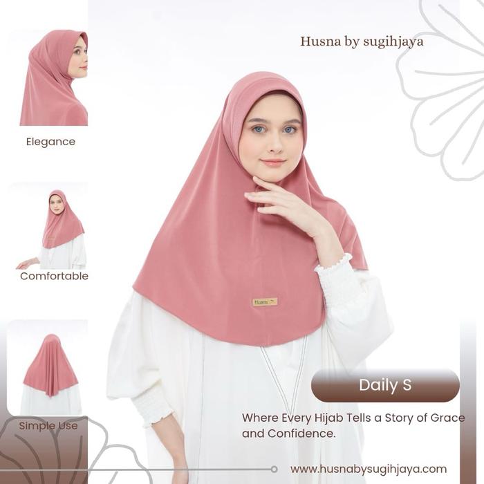 Husna Sugihjaya Bergo Daily Hijab Size S By BILQEEZ STORE Kerudung Pet Sehari-hari Jersey Exclusive