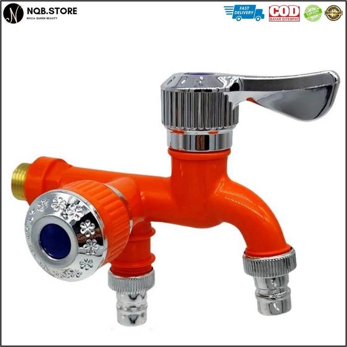 NQB - Keran Air Cabang 2 Lubang Ganda Kamar Mandi Kran Wastafel 2in1 - Shower ABS Water Faucet Doubl