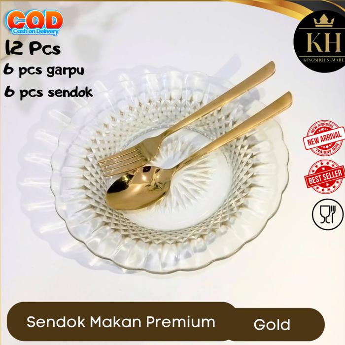 Kh- Sendok Garpu Premium tebal warna gold emas Sendok Garpu premium di jual per lusin