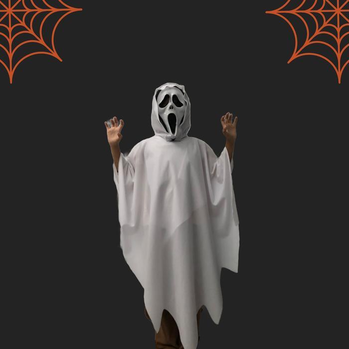 BISA COD KOSTUM HALLOWEEN ANAK DEWASA HANTU PUTIH COSPLAY JUBAH GHOST WHITE HALLOWEEN KLASIK FASHION