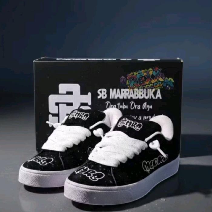 SB MARRABBUKA Sepatu Grafiti Sneaker Casual Hitam Elegan untuk Pria dan Wanita Shoes dengan Desain g