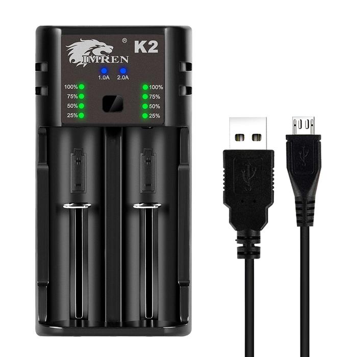 IMREN K2 USB 5V2A Charger for Rechargeable Batteries 14500 16650