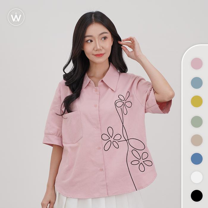 Woven House Cavell Top Blouse Oversize Jumbo - Atasan Katun Wanita BigSize Kemeja Kerah Polos