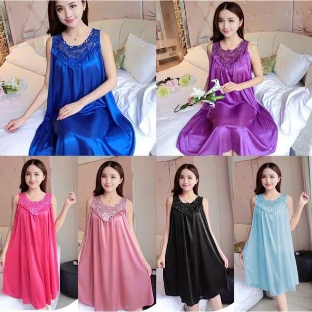 I☛9L BIG SIZE LINGERIE BAJU TIDUR DASTER SEXY SATIN XXL DASTER JUMBO LD 120 K♥PR
